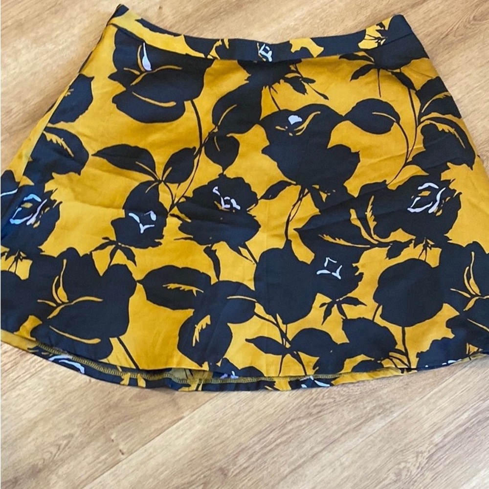 Women's Mustard Floral Circle Skirt